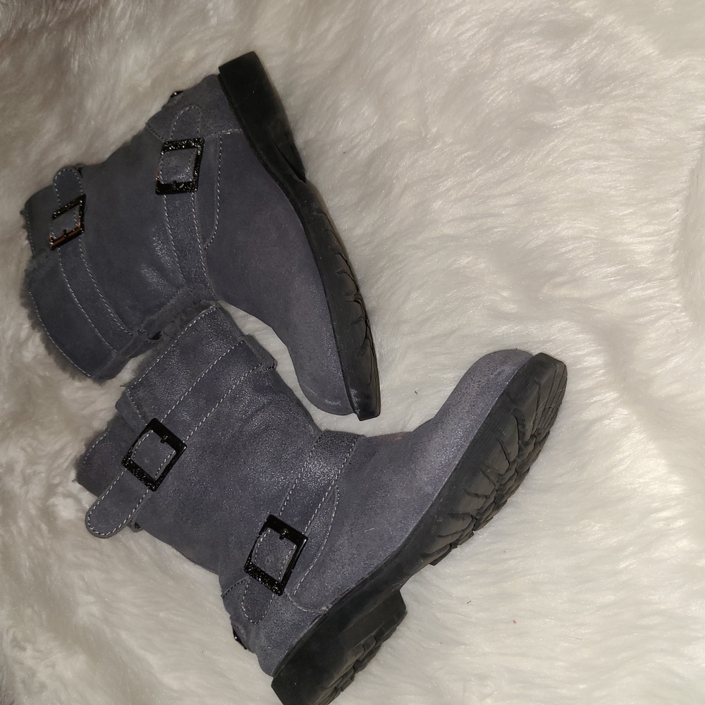 BearPaw Size 9 Gray Suede Leather Boots - Picture 1 of 13